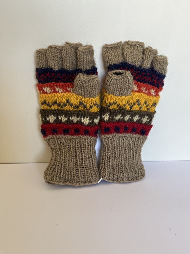 Half finger gloves- Khaki Brown