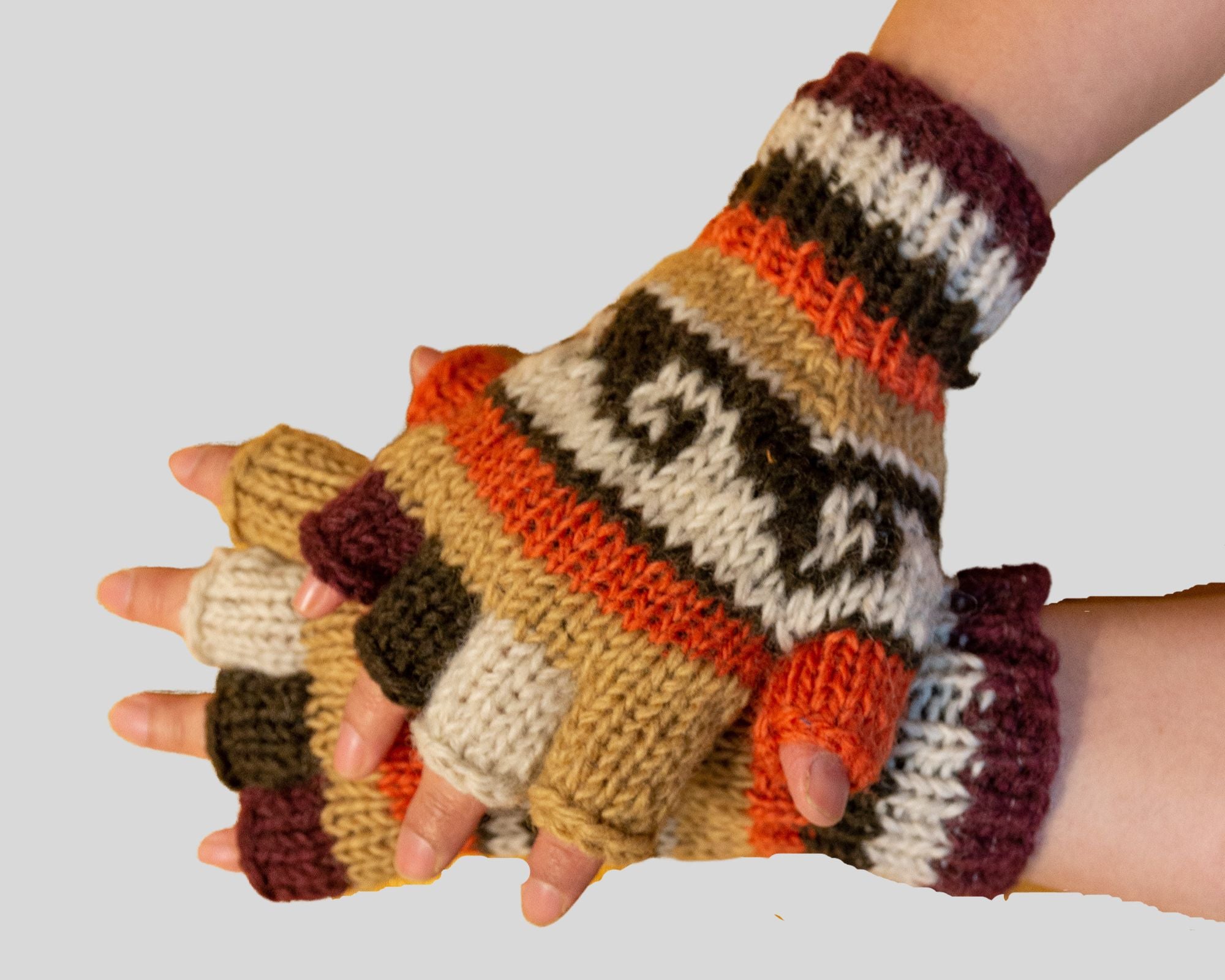 Double knitted half finger gloves-Medium