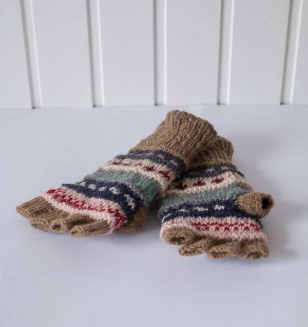 Half finger gloves- Khaki Brown