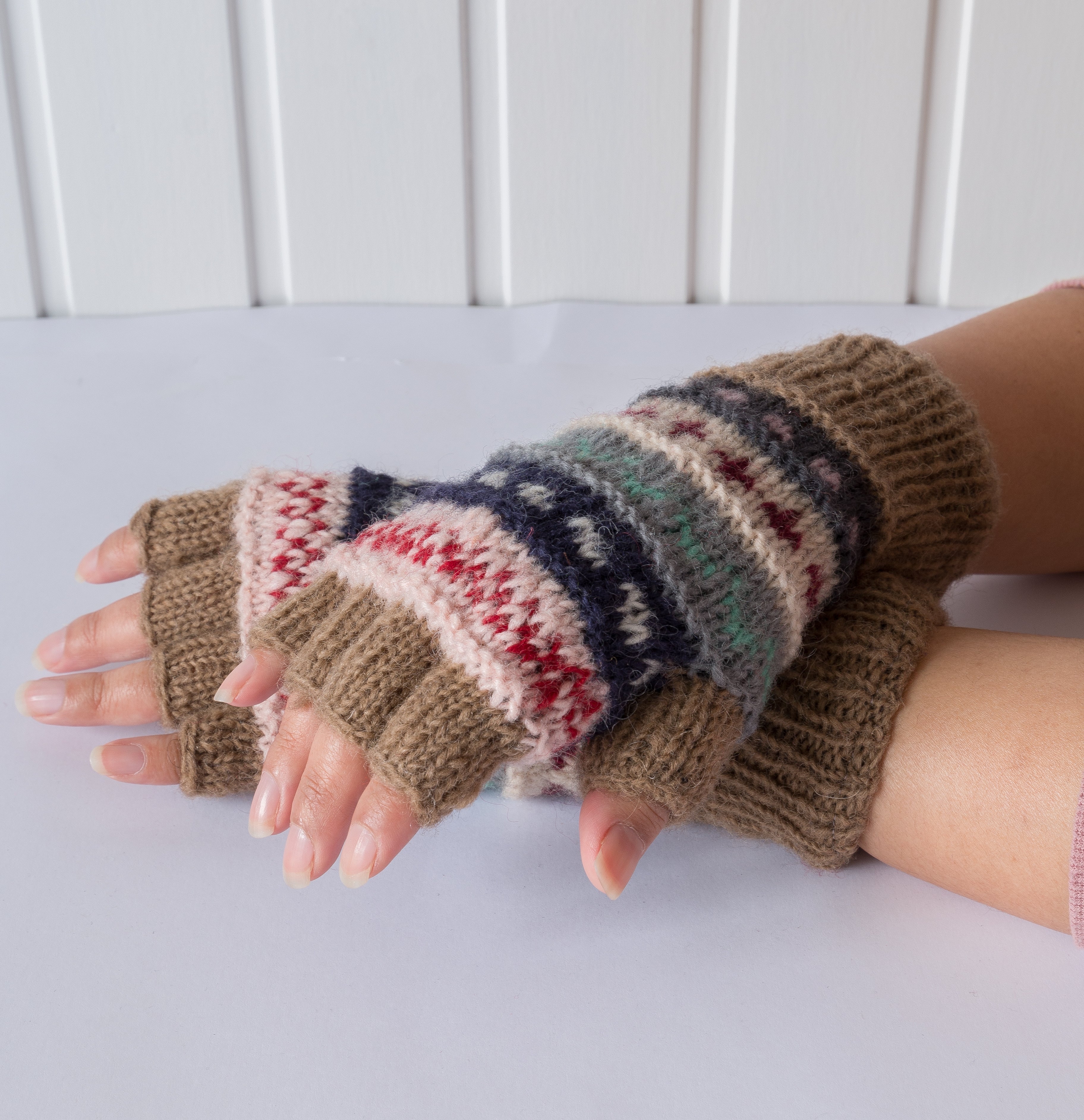 Half finger gloves- Khaki Brown