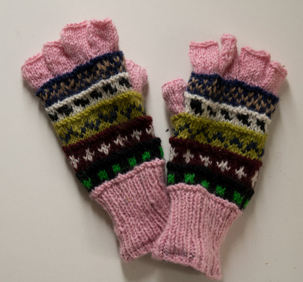 Half finger gloves- Baby Pink