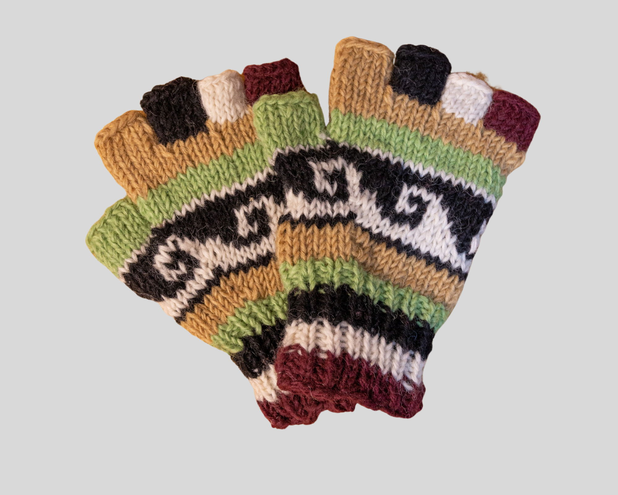 Double knitted half finger gloves-Medium