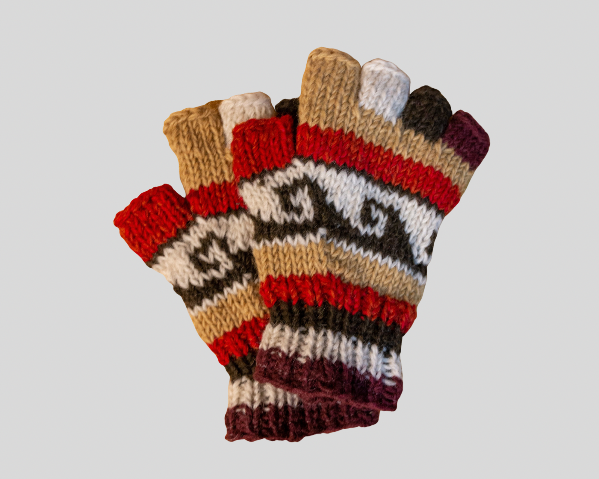 Double knitted half finger gloves-Large