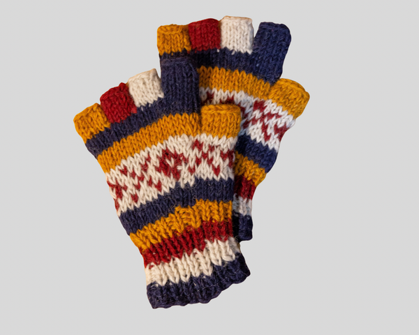 Double knitted half finger gloves-XOXO Large