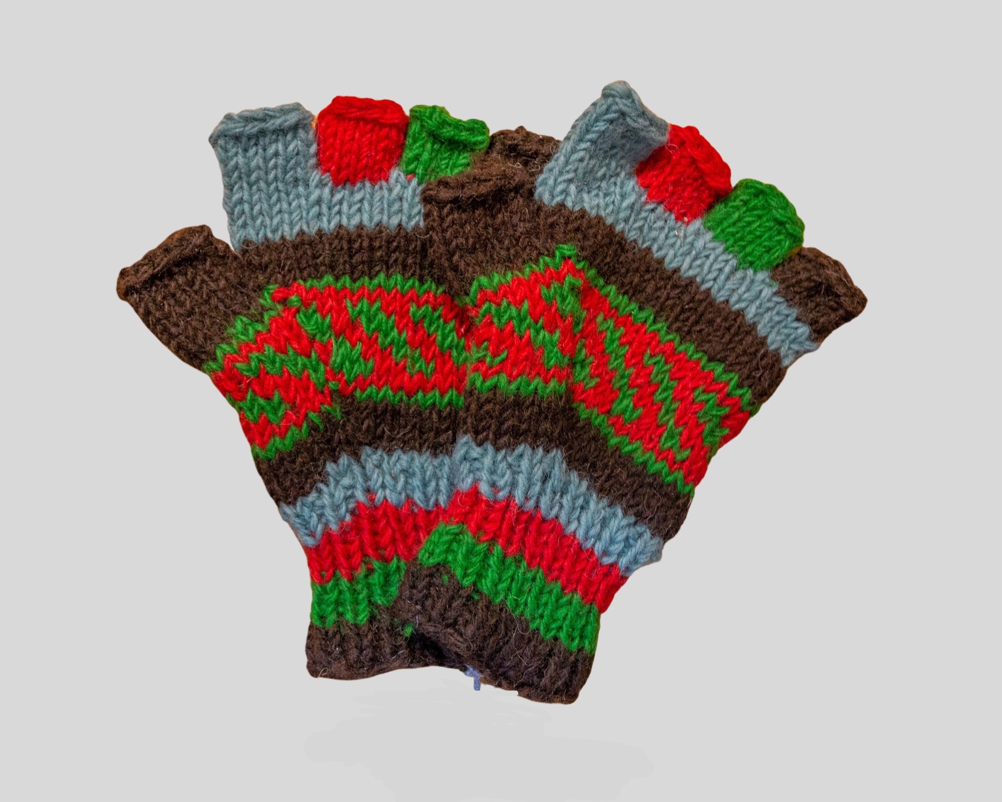 Double knitted half finger gloves-Medium