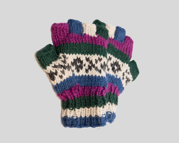 Double knitted half finger gloves-XOXO Large