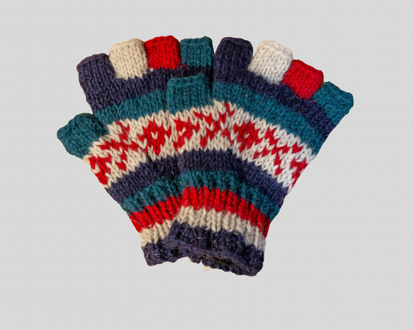 Double knitted half finger gloves-Medium XOXO