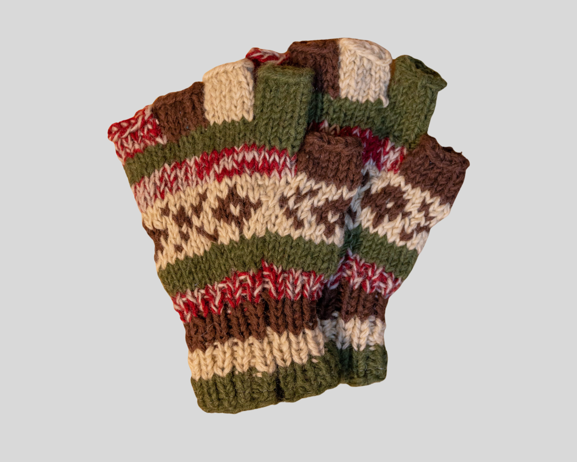 Double knitted half finger gloves-XOXO Large