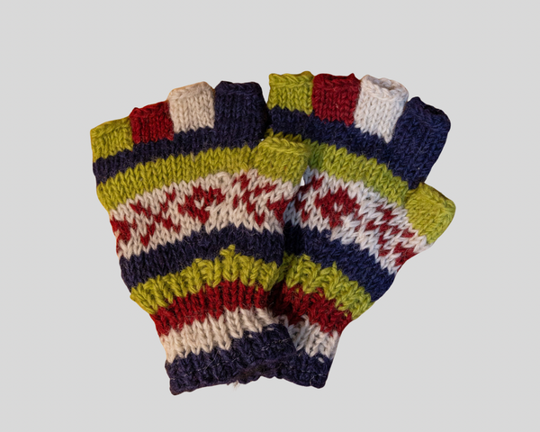 Double knitted half finger gloves-Medium XOXO